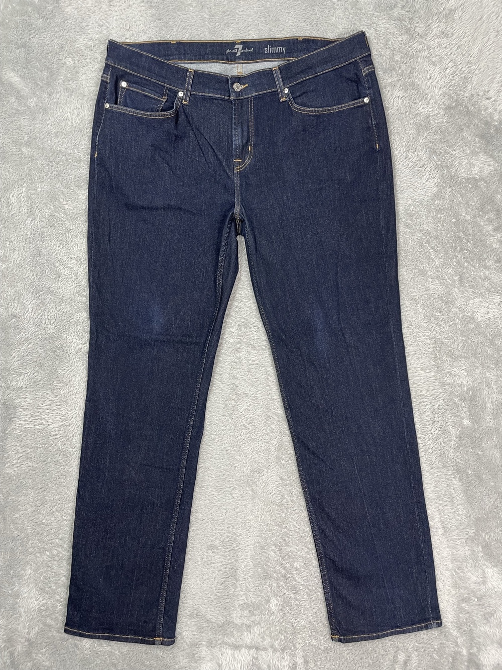 7 For All Mankind Slimmy Jeans Mens 40x33 Blue Slim Straight Stretch Denim Rinse